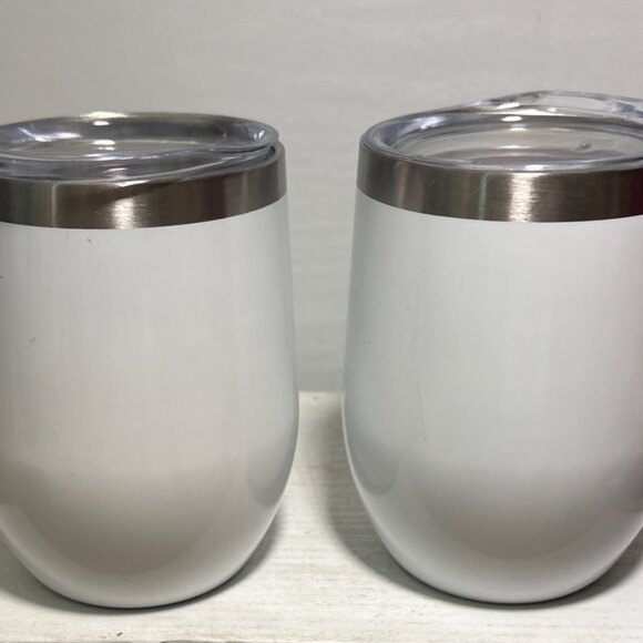 2 PJs Craft Cream Liquor Stainless Steel Insulated White Tumblers Clear Lids - Picture 3 of 10